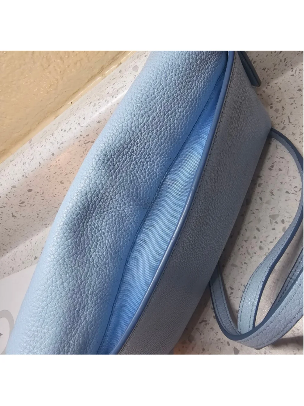 Coach Blue Pebbled Leather Turnlock Crossbody Bag